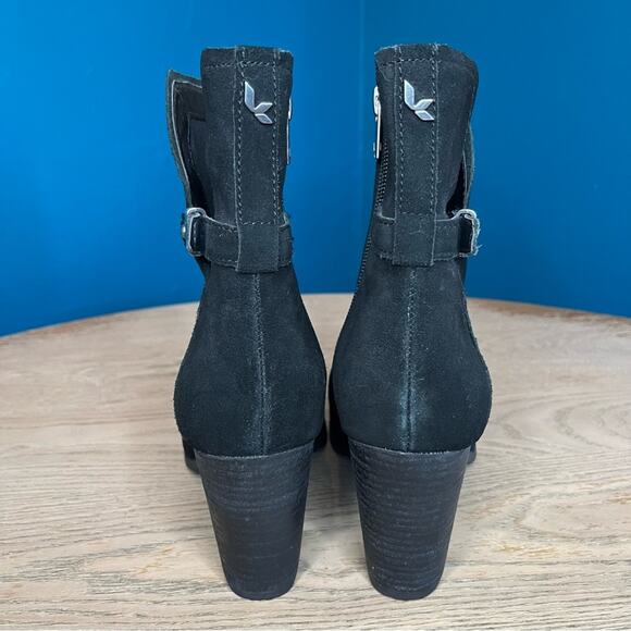 Kookaburra by UGG Samiah Mid Block Heel Suede Ankle Boots Black Women’s 8 - Picture 3 of 12